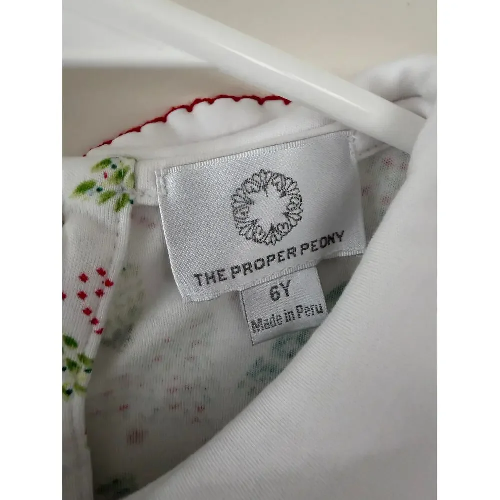 The Proper Peony Pima Cotton Holiday Christmas Tree Dress 6Y